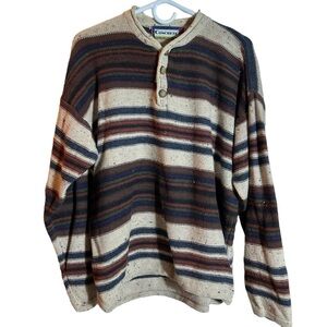Concrete Mix Vintage Grunge Henley Sweater, Size M/L